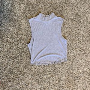 Gray Sleeveless Mock Turtleneck Tank